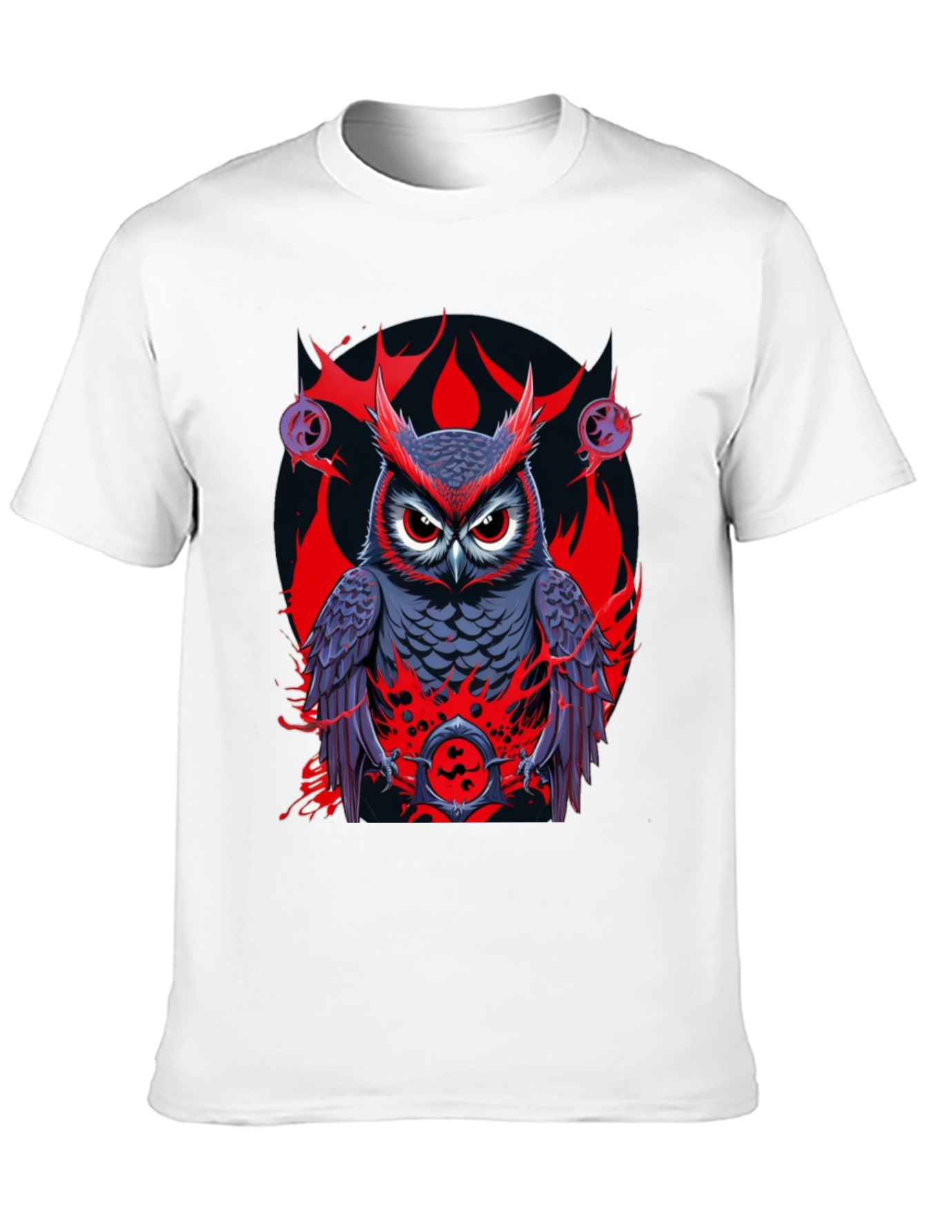 Black Owl Graphic Print Tee - Men's Black T-Shirt view 10