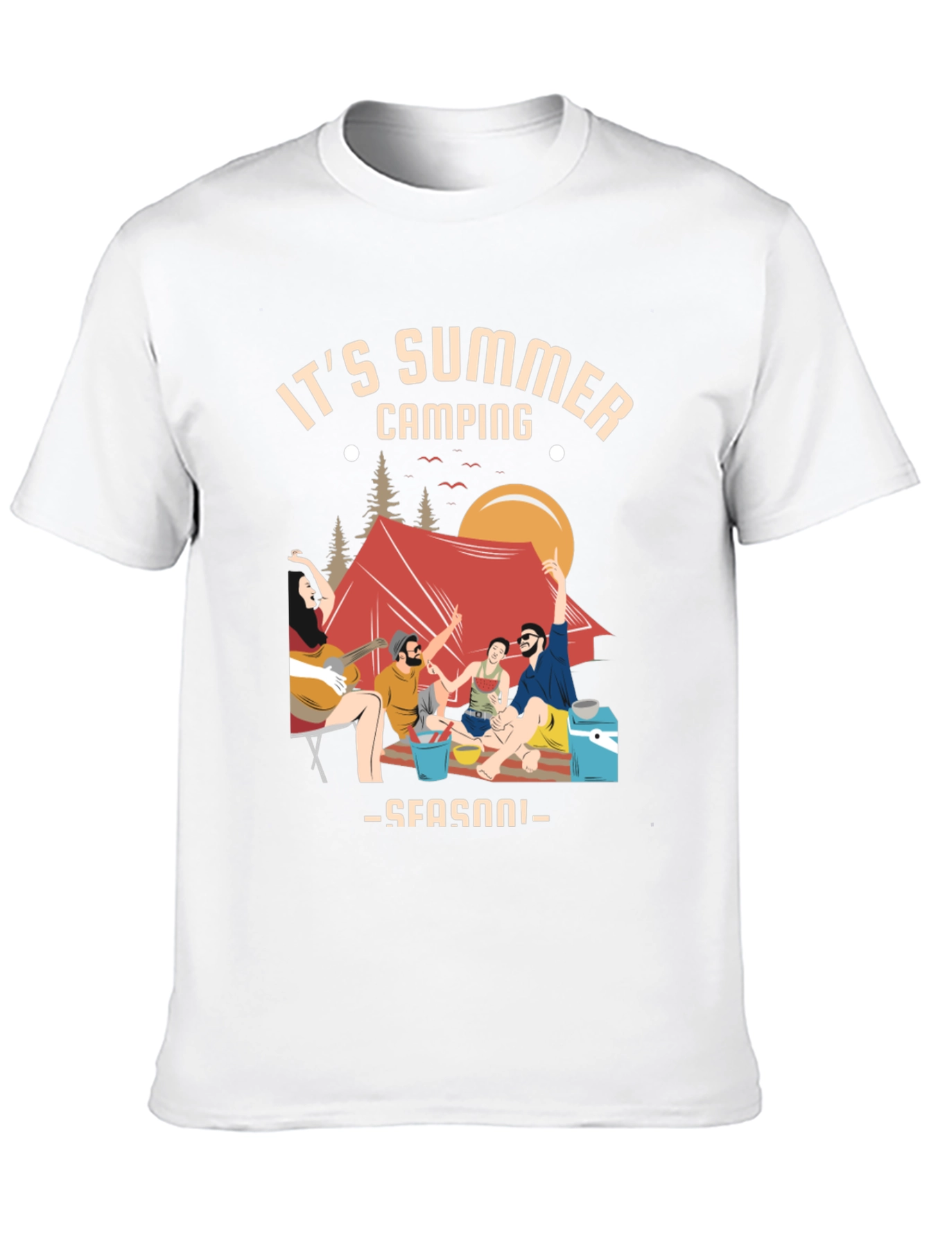 Black Summer Camping Graphic Tee - Black Unisex T-Shirt view 10