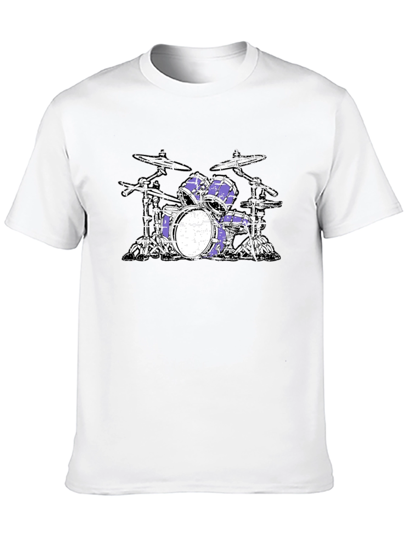 Black Drum Kit T-Shirt - Black Cotton Graphic Tee view 10