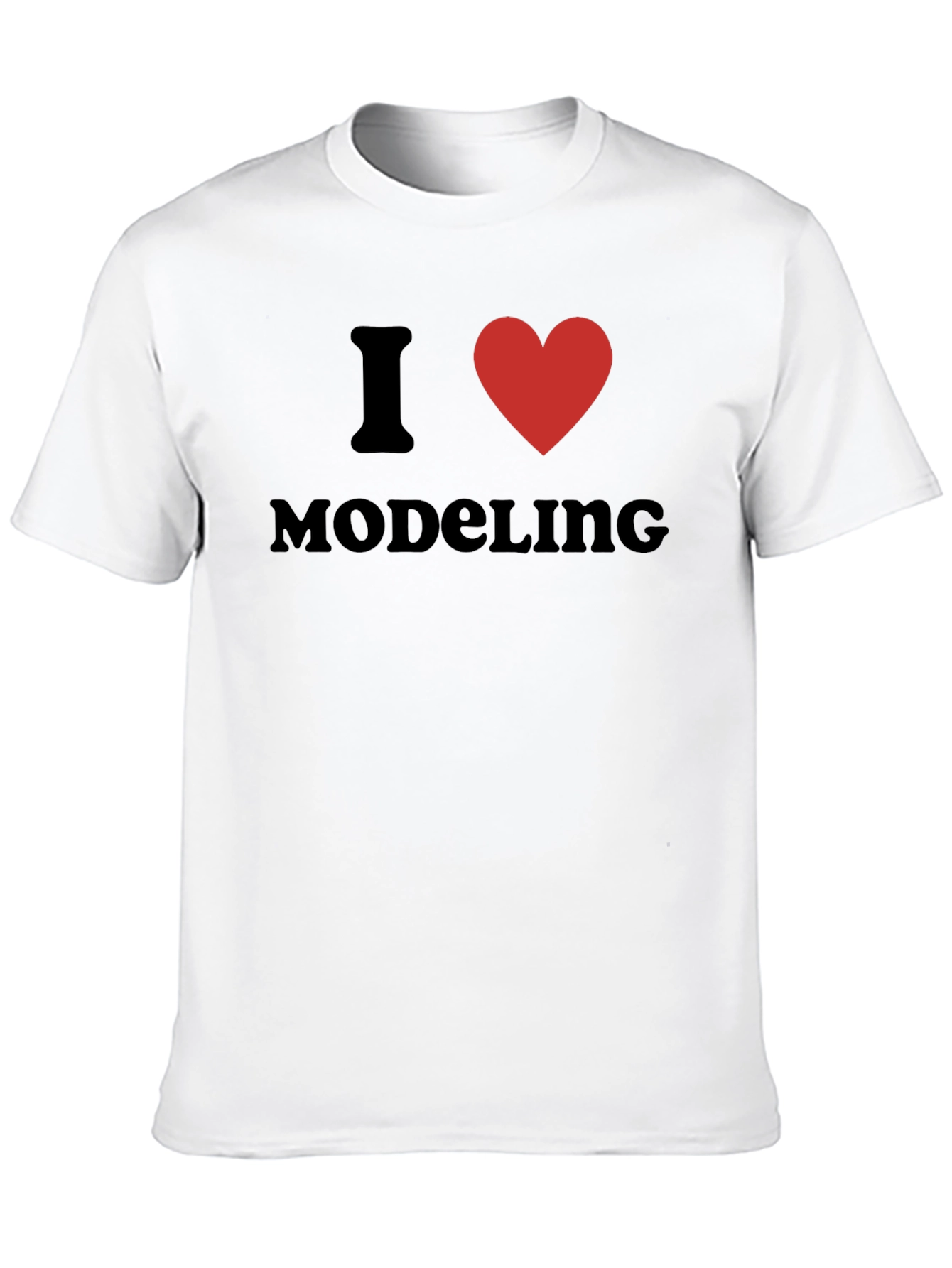 Black I Love Modeling T-Shirt - Black Cotton Crew Neck view 10