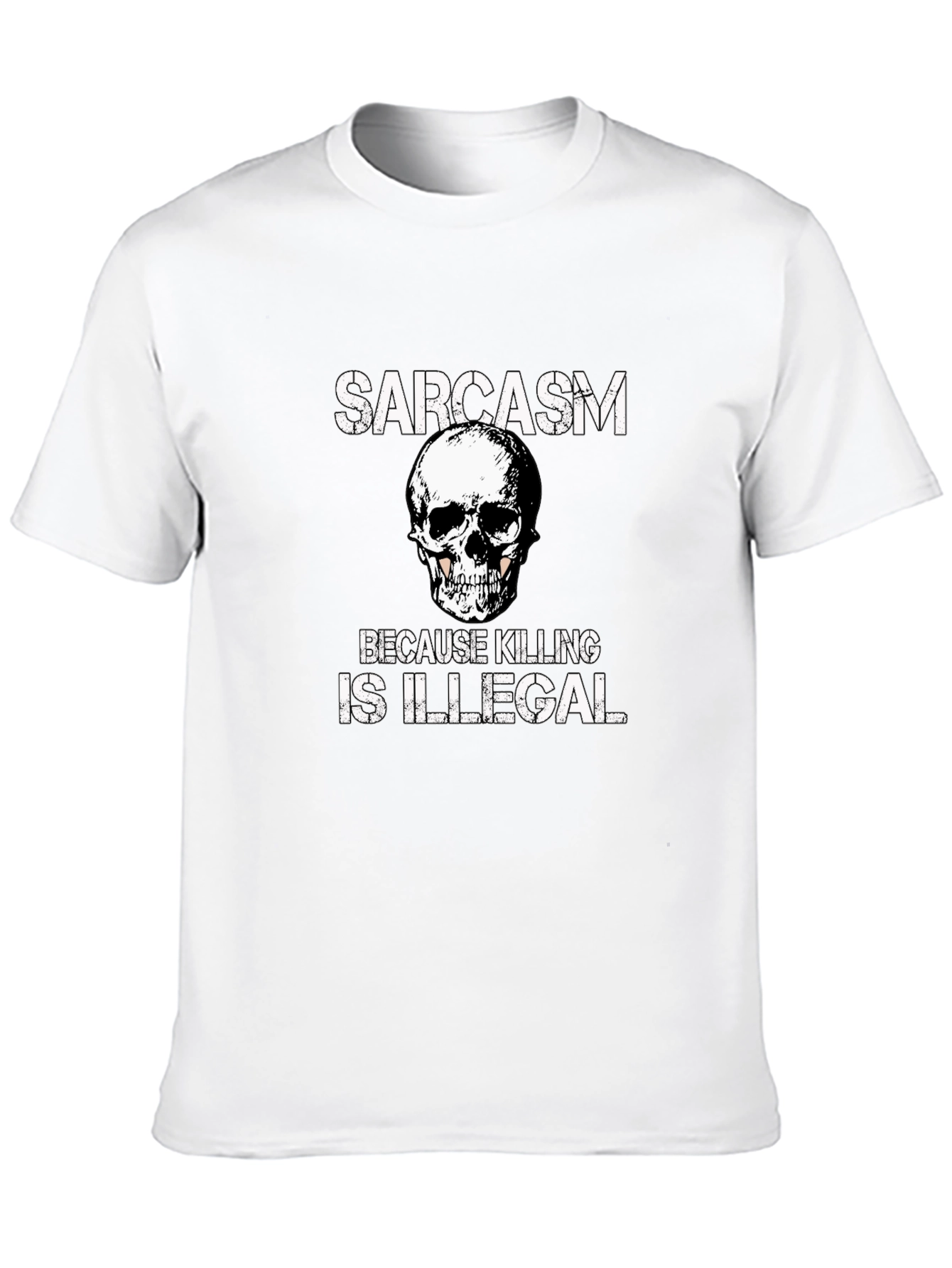 Black Sarcasm Skull Graphic T-Shirt - Funny Novelty Tee view 10