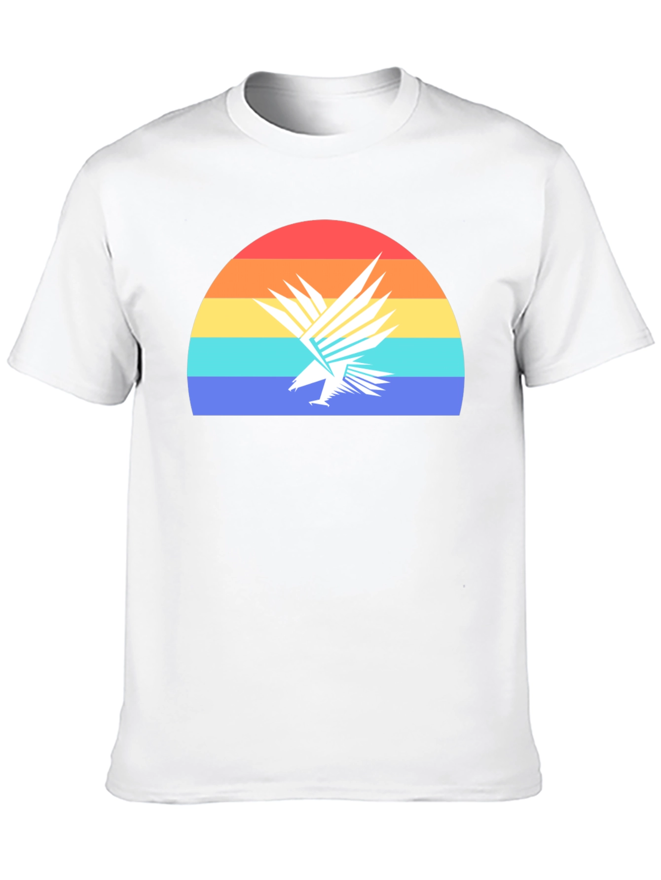 Black Retro Eagle Sunset Graphic Tee - Black Cotton T-Shirt view 10