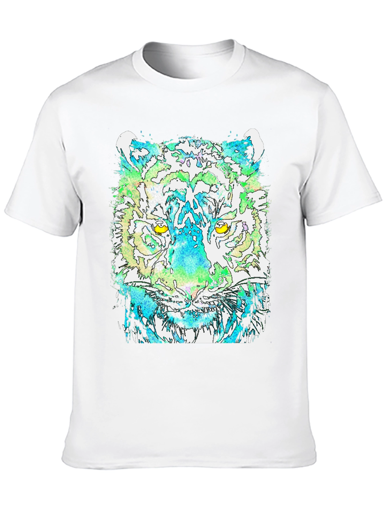 Black Watercolor Tiger Graphic Print Black T-Shirt view 10