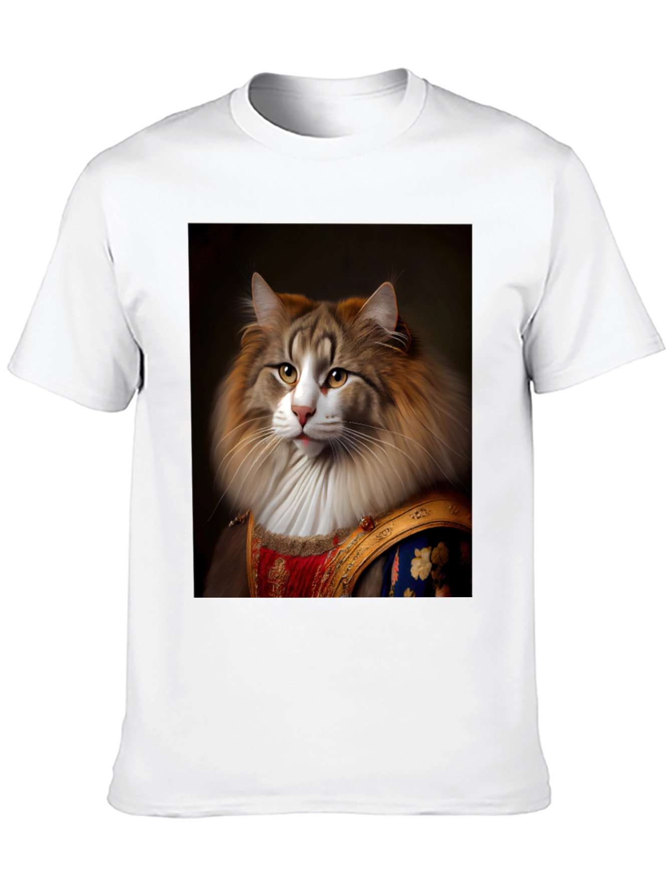 Black Regal Cat Portrait T-Shirt - Unique Design view 10