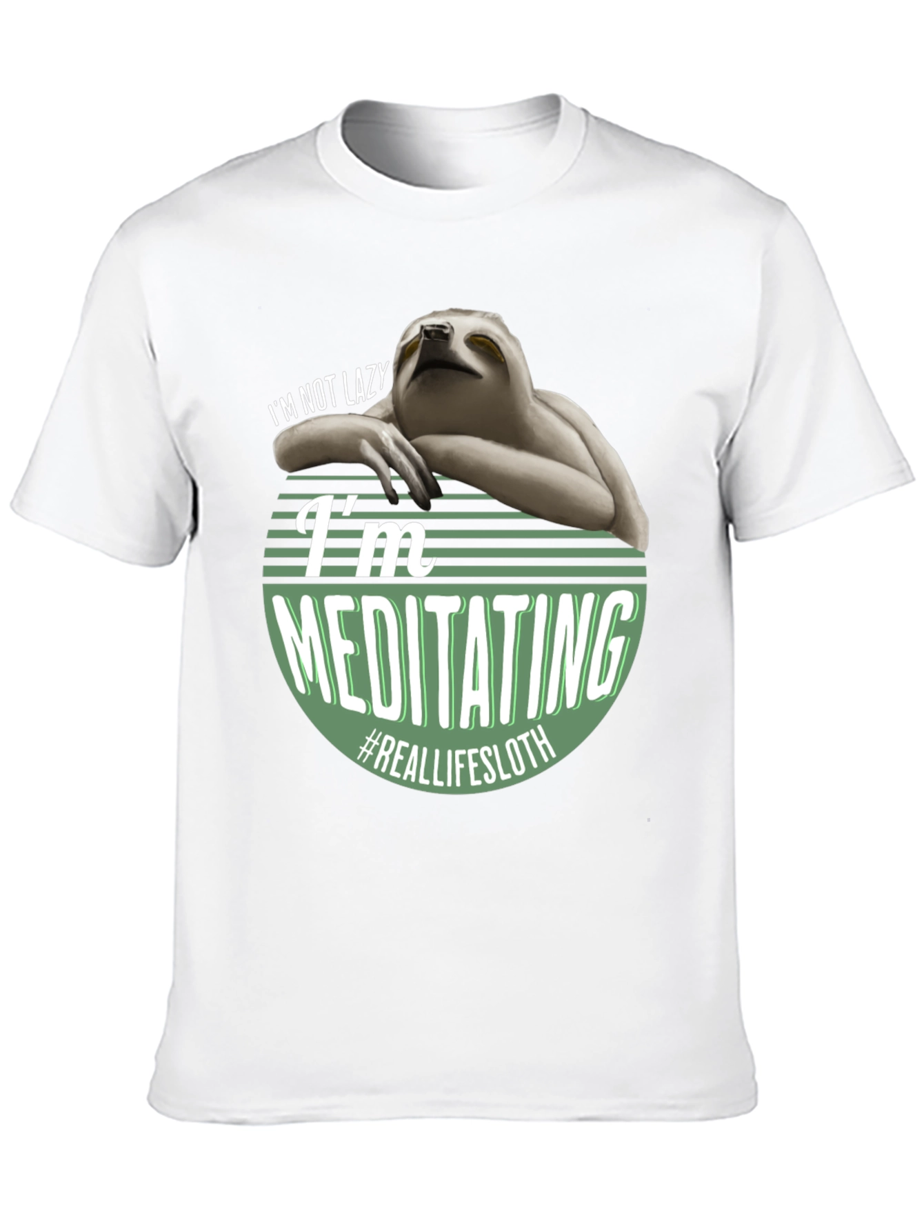 Black Funny Sloth Meditating T-Shirt - Real Life Sloth view 10