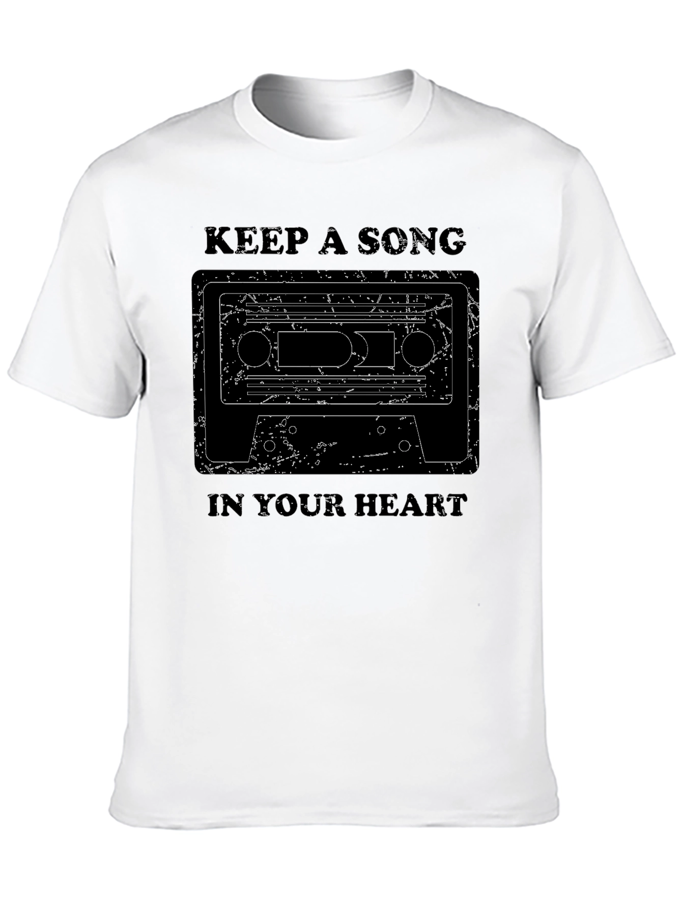 Black Retro Music Cassette T-Shirt - Keep A Song In Your Heart view 10