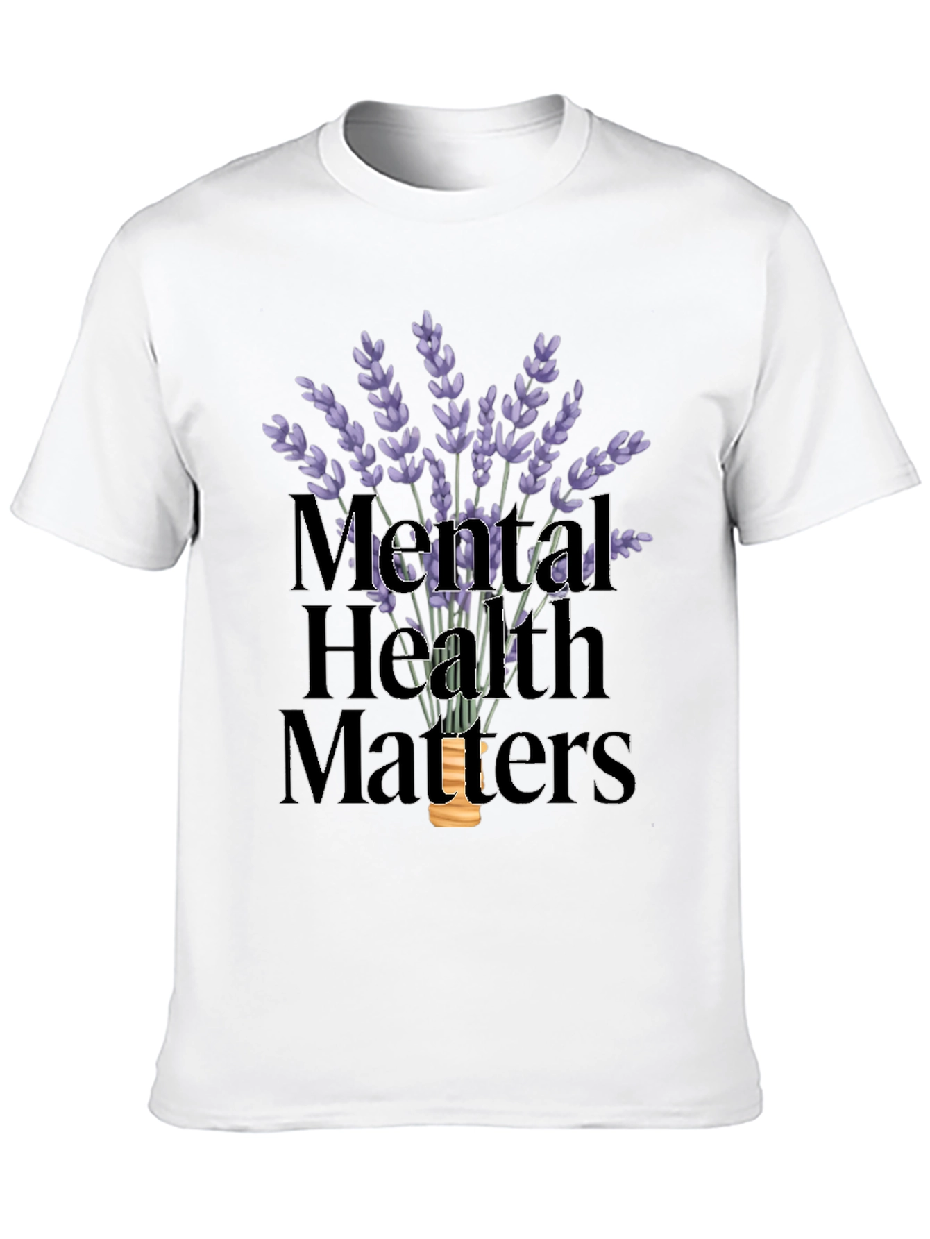 Black Mental Health Matters T-Shirt with Lavender Design view 10