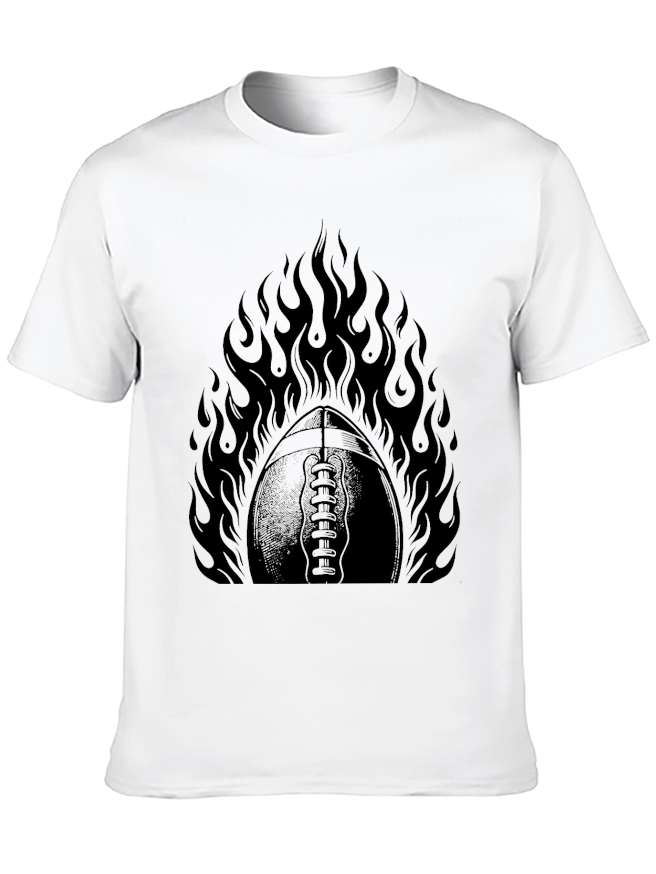 Black Fiery Football Graphic Tee - Black Cotton view 10