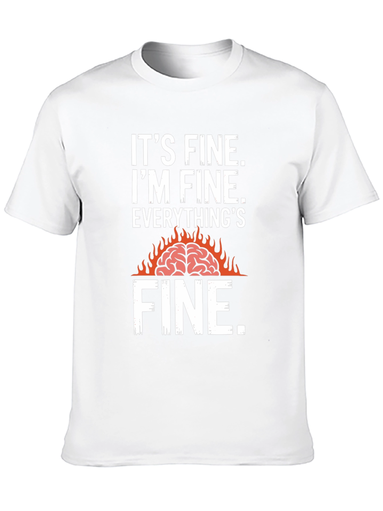 Black It's Fine Burning Brain Graphic T-Shirt view 10