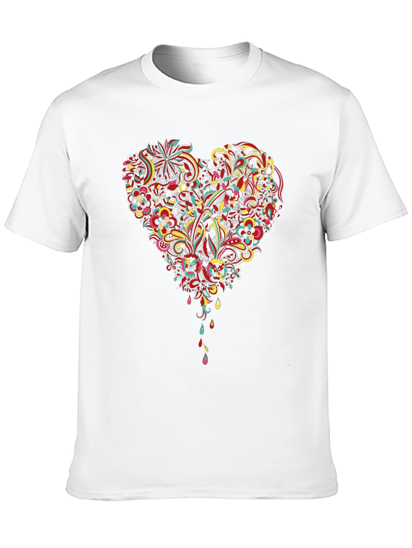 Black Floral Heart Graphic Black T-Shirt view 10