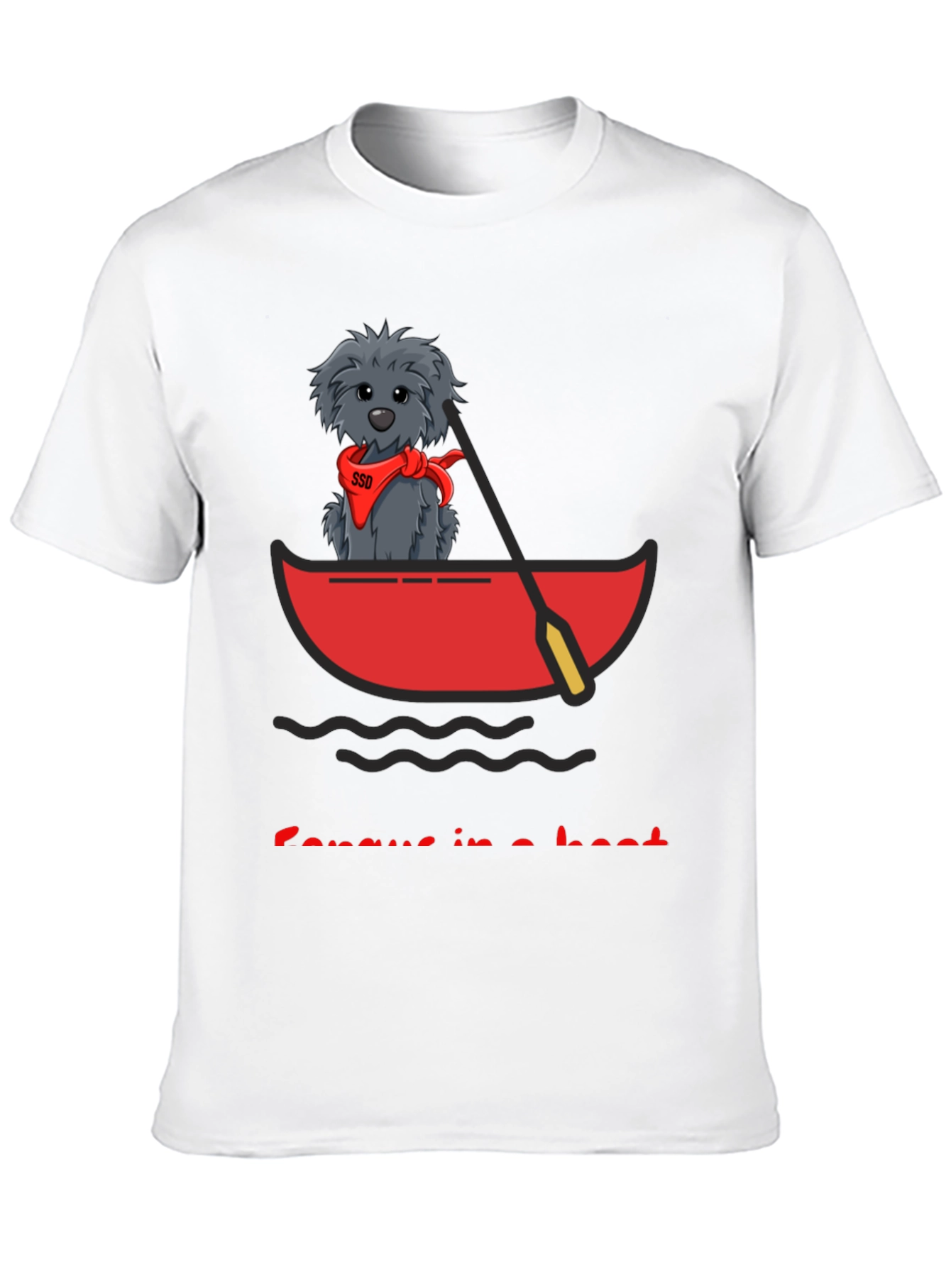 Black Dog in Boat T-Shirt - Cartoon Graphic Tee view 10