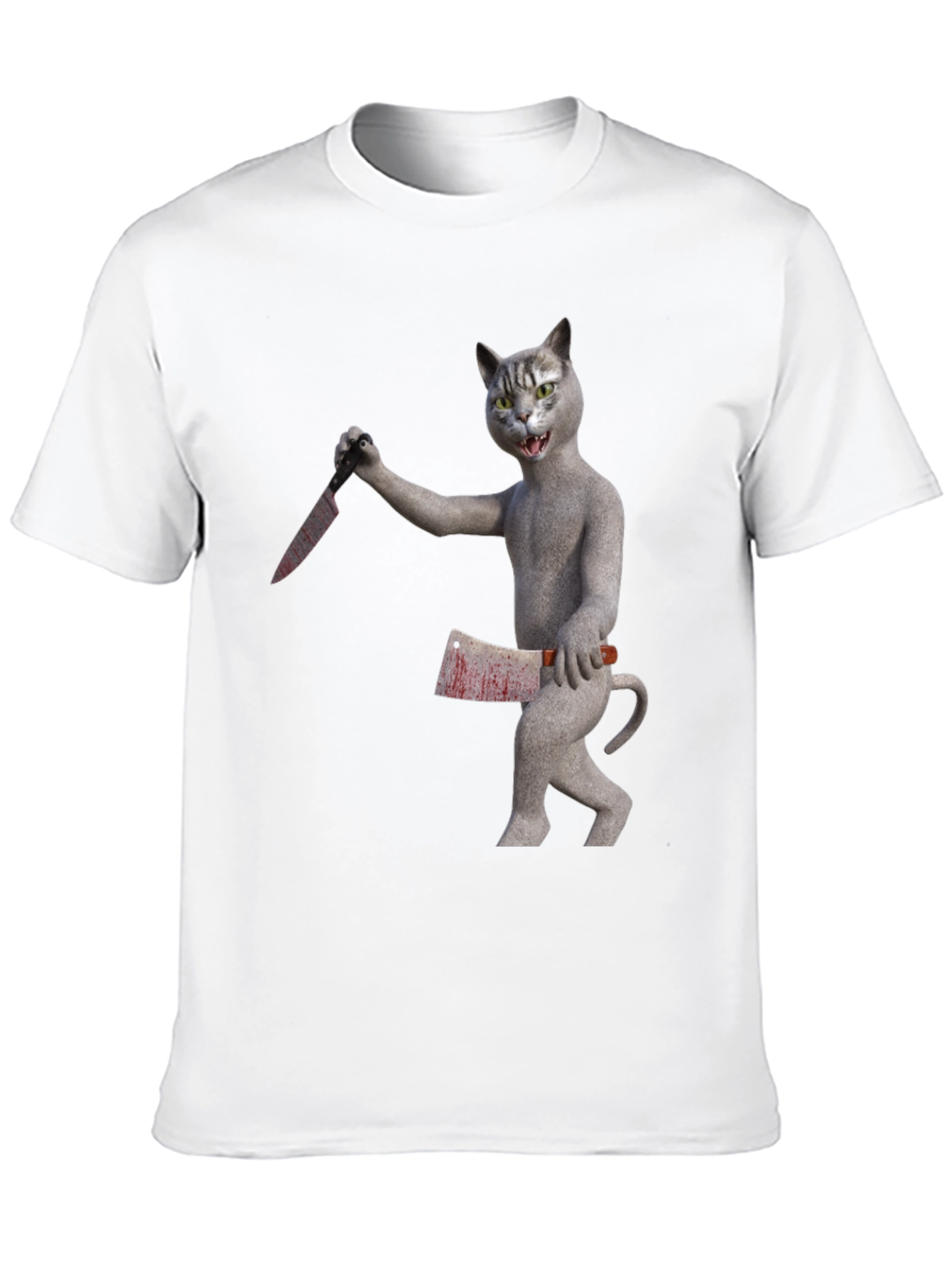 Black Killer Cat T-Shirt - Funny Graphic Tee view 10