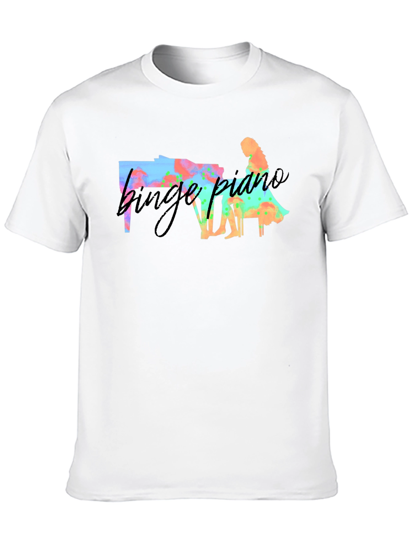 Black Binge Piano T-Shirt - Unique Watercolor Design view 10