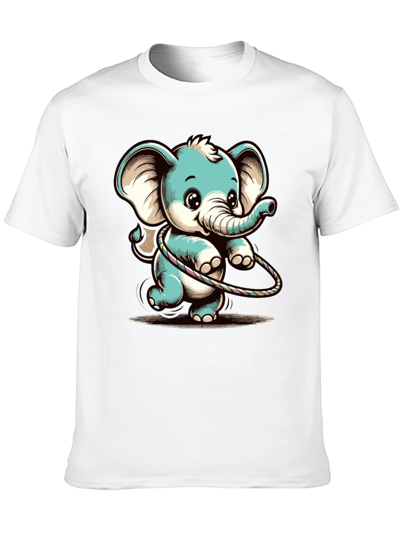 Black Cute Elephant Hula Hoop Graphic Tee view 10