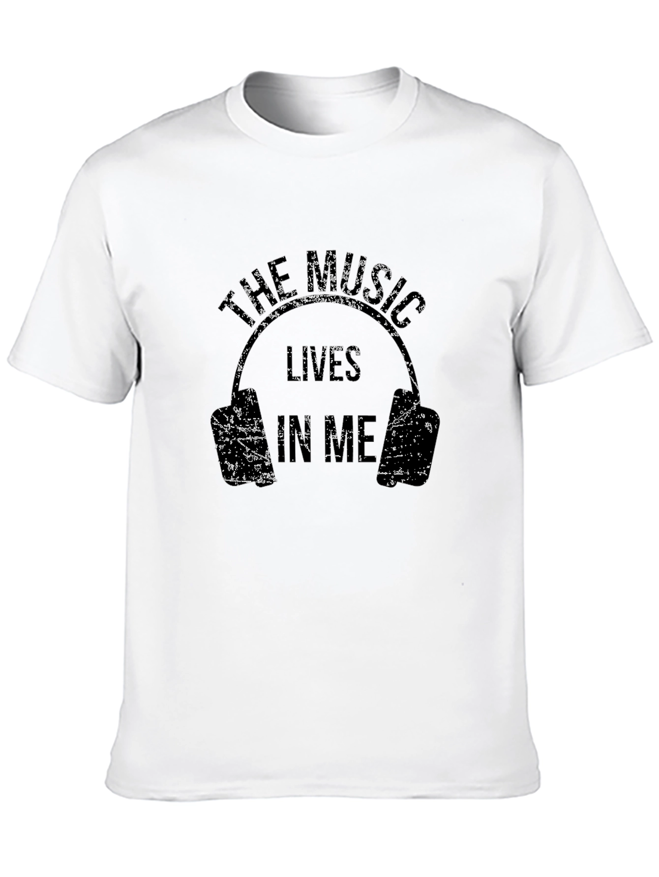 Black The Music Lives In Me Headphones Black T-Shirt view 10