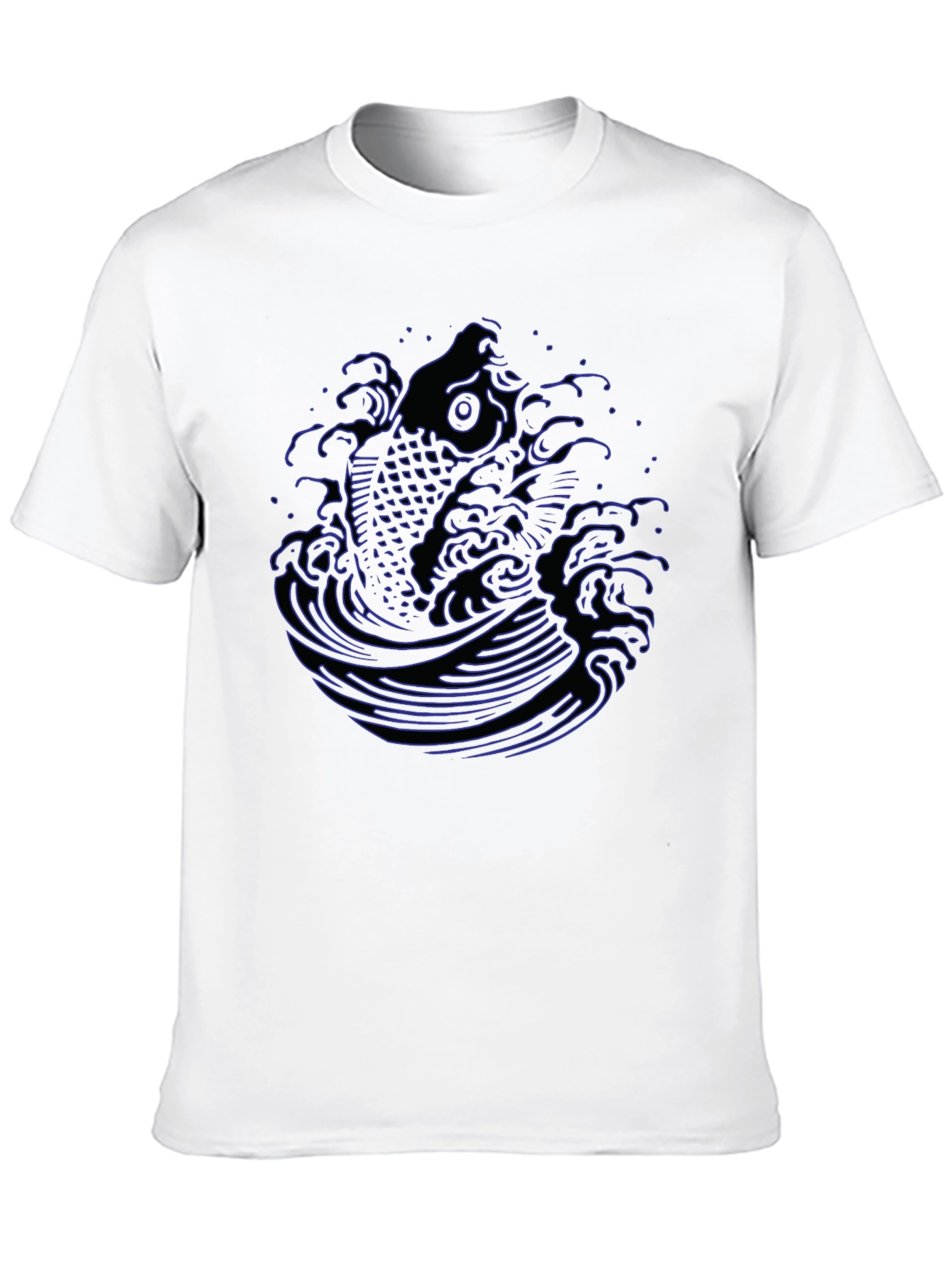 Black Koi Fish Wave Graphic Tee - Men's Black T-Shirt view 10