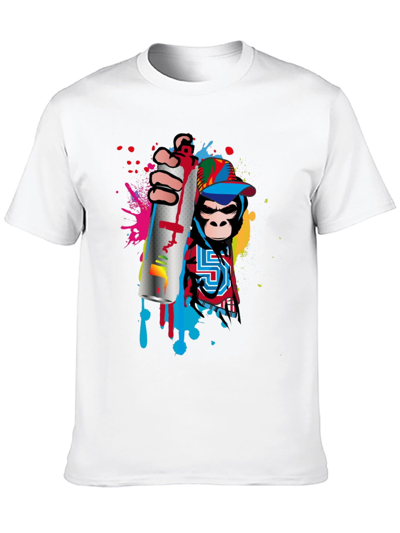 Black Monkey Graffiti Artist Black T-Shirt view 10