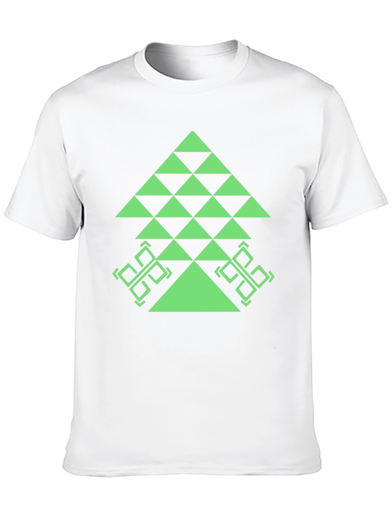 Black Geometric Tree Graphic Tee - Black Casual T-Shirt view 10