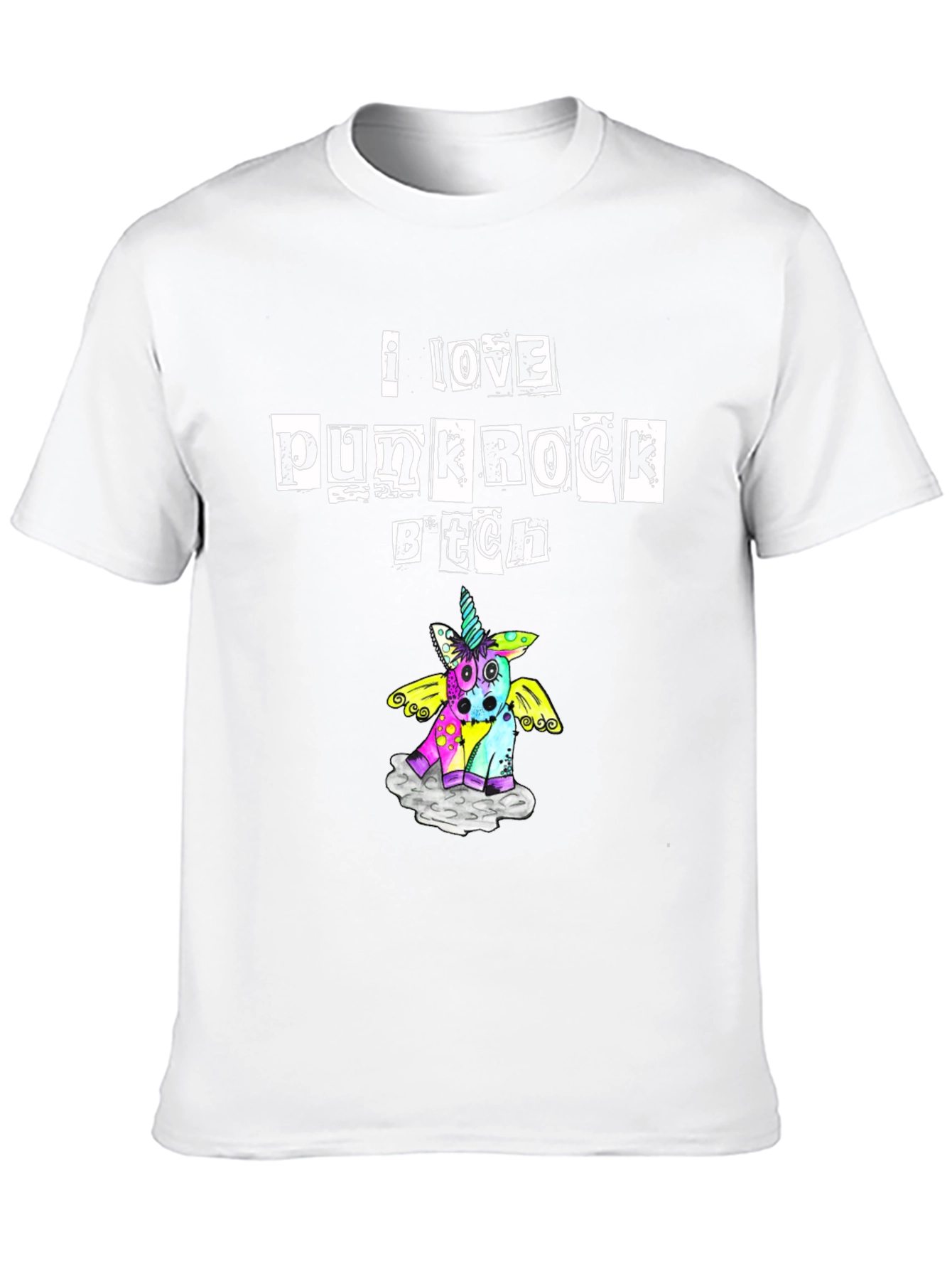 Black I Love Punk Rock B*tch Unicorn T-Shirt view 10