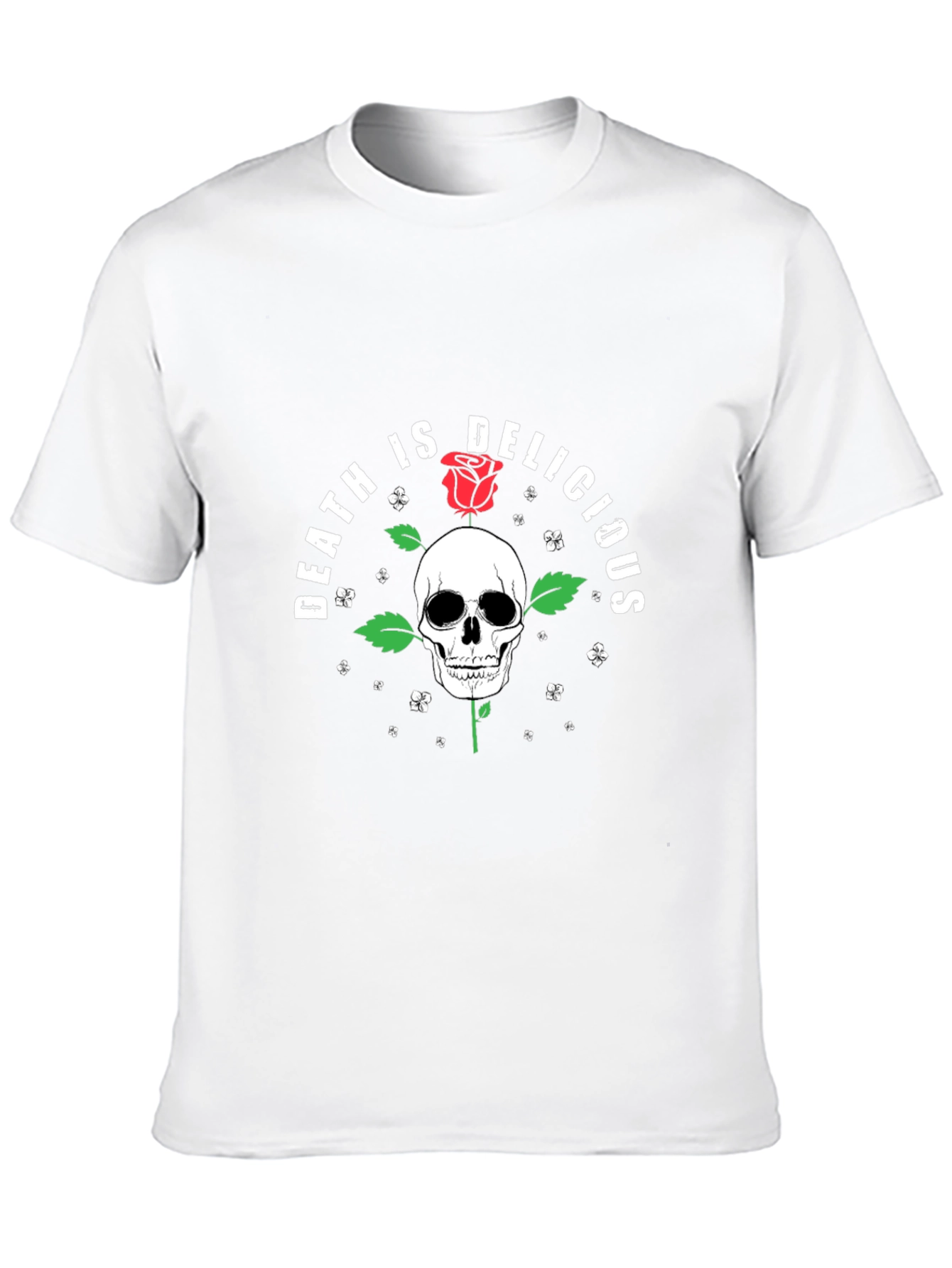 Black Death Is Delicious Skull Rose Graphic Tee view 10