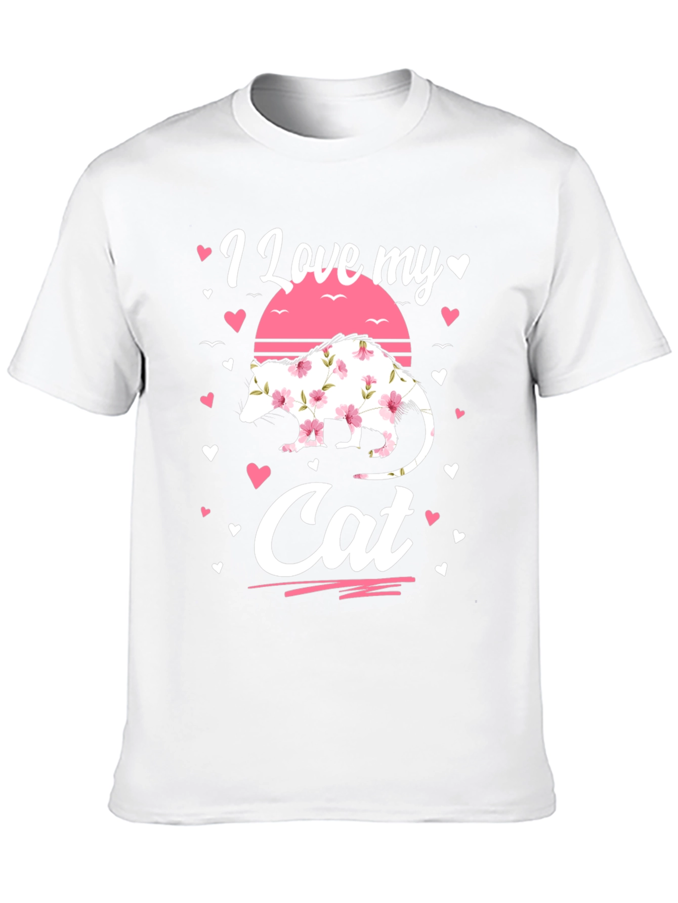 Black I Love My Cat Opossum Floral Shirt view 10