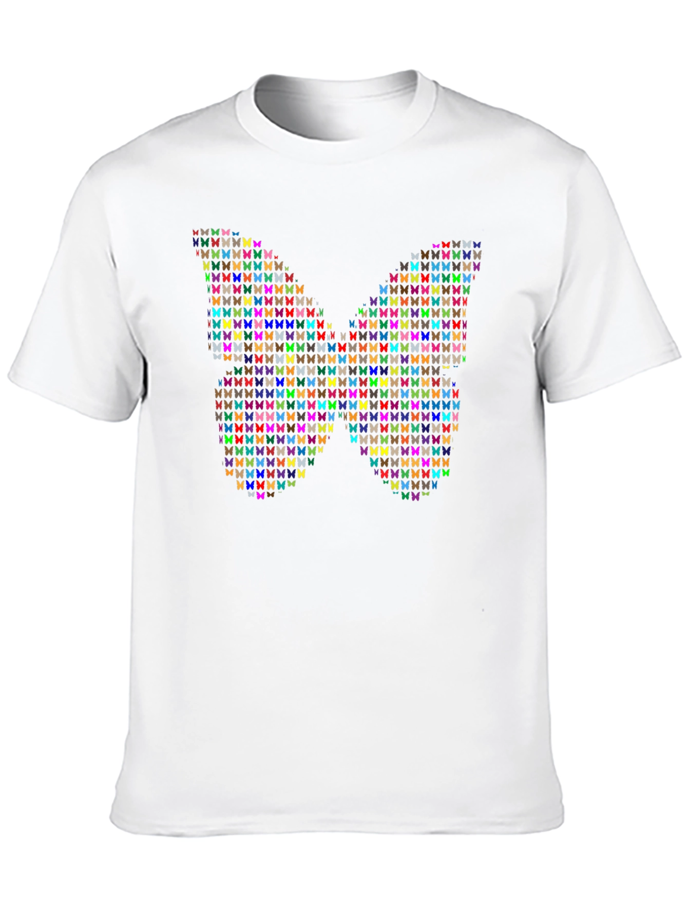 Black Butterfly Mosaic Graphic Tee - Stylish Black Cotton T-Shirt view 10