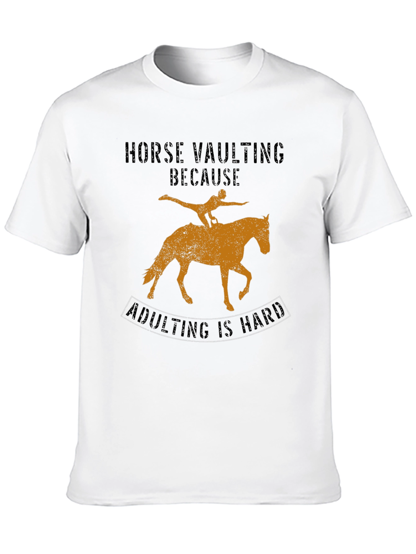 Black Horse Vaulting Adulting is Hard Graphic Tee view 10