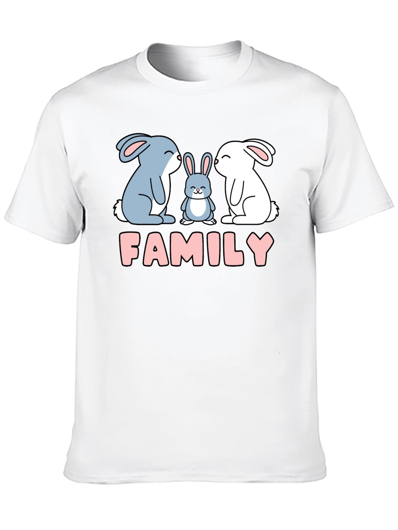 Black Cute Rabbit Family T-Shirt - Black Tee view 10
