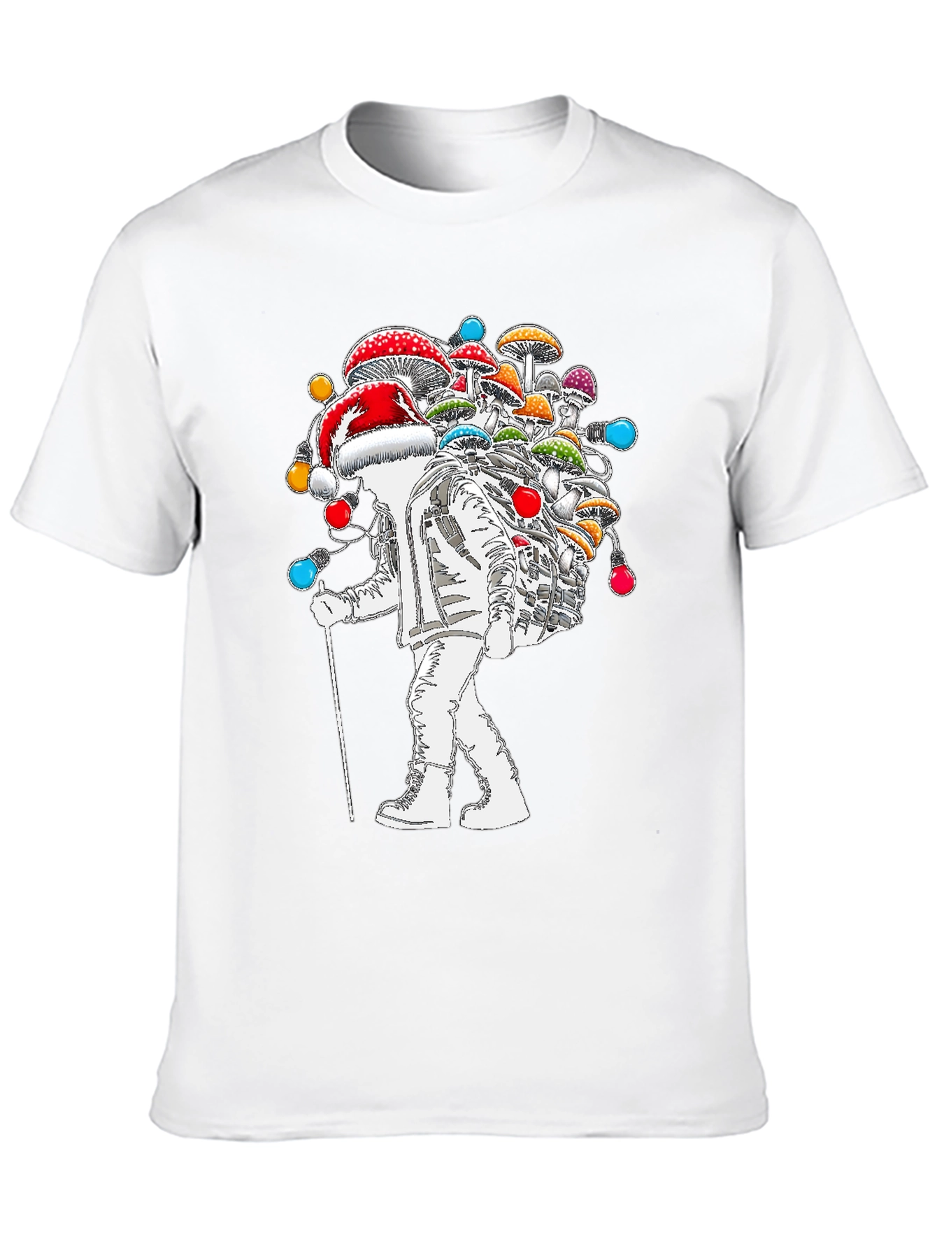 Black Astronaut Santa Mushroom T-Shirt view 10