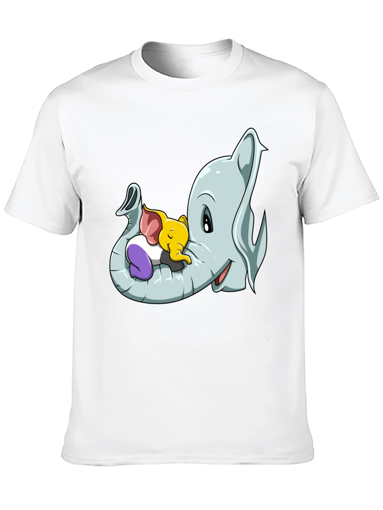 Black Cute Elephant Family Cartoon T-Shirt view 10