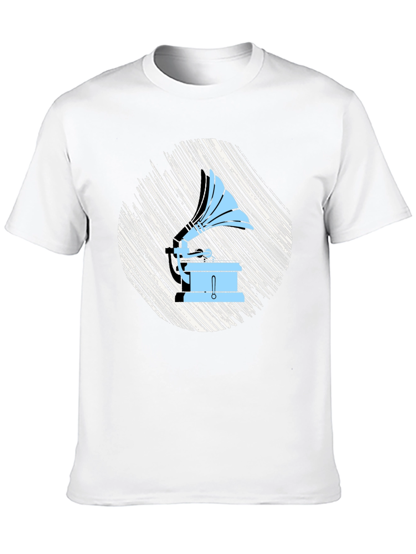 Black Retro Gramophone Graphic Tee - Vintage Music Lover Shirt view 10