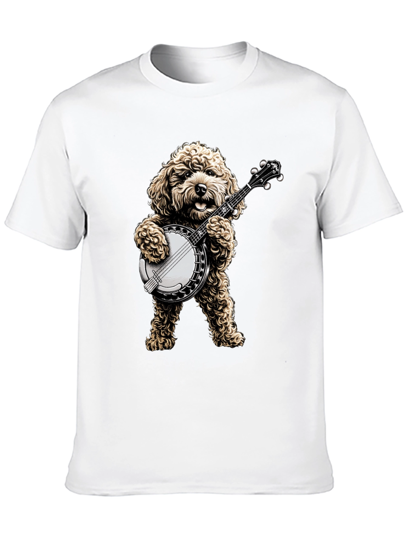 Dog Playing Banjo T-Shirt - Musical Canine Tee - 10