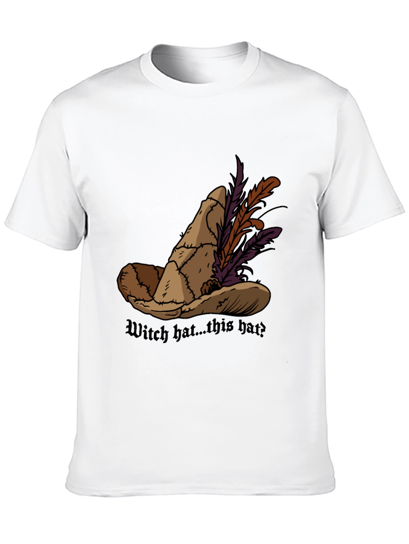 Black Whimsical Witch Hat Graphic Tee - Unique Design view 10