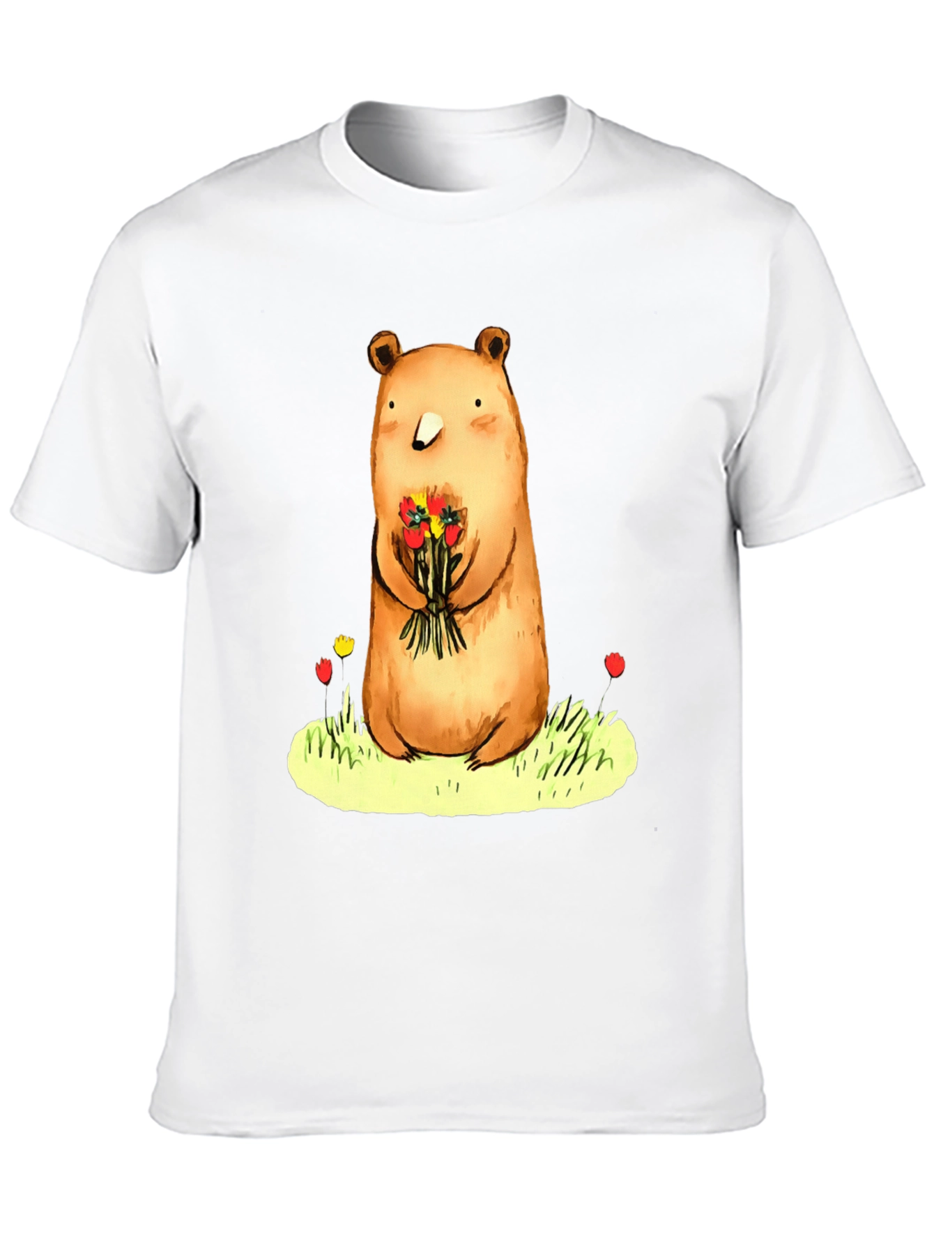 Black Bear with Flowers Graphic Tee - Soft Cotton Blend view 10