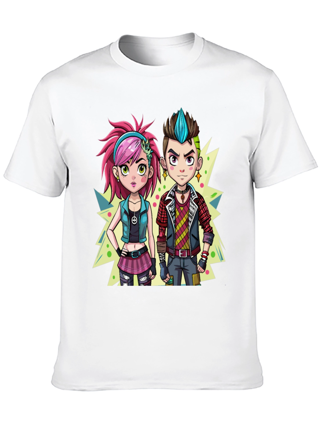 Cartoon Couple Black Graphic Tee - 10