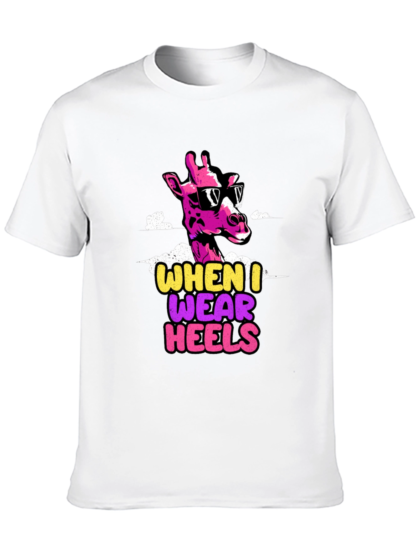 Black Funny Giraffe Heels T-Shirt view 10