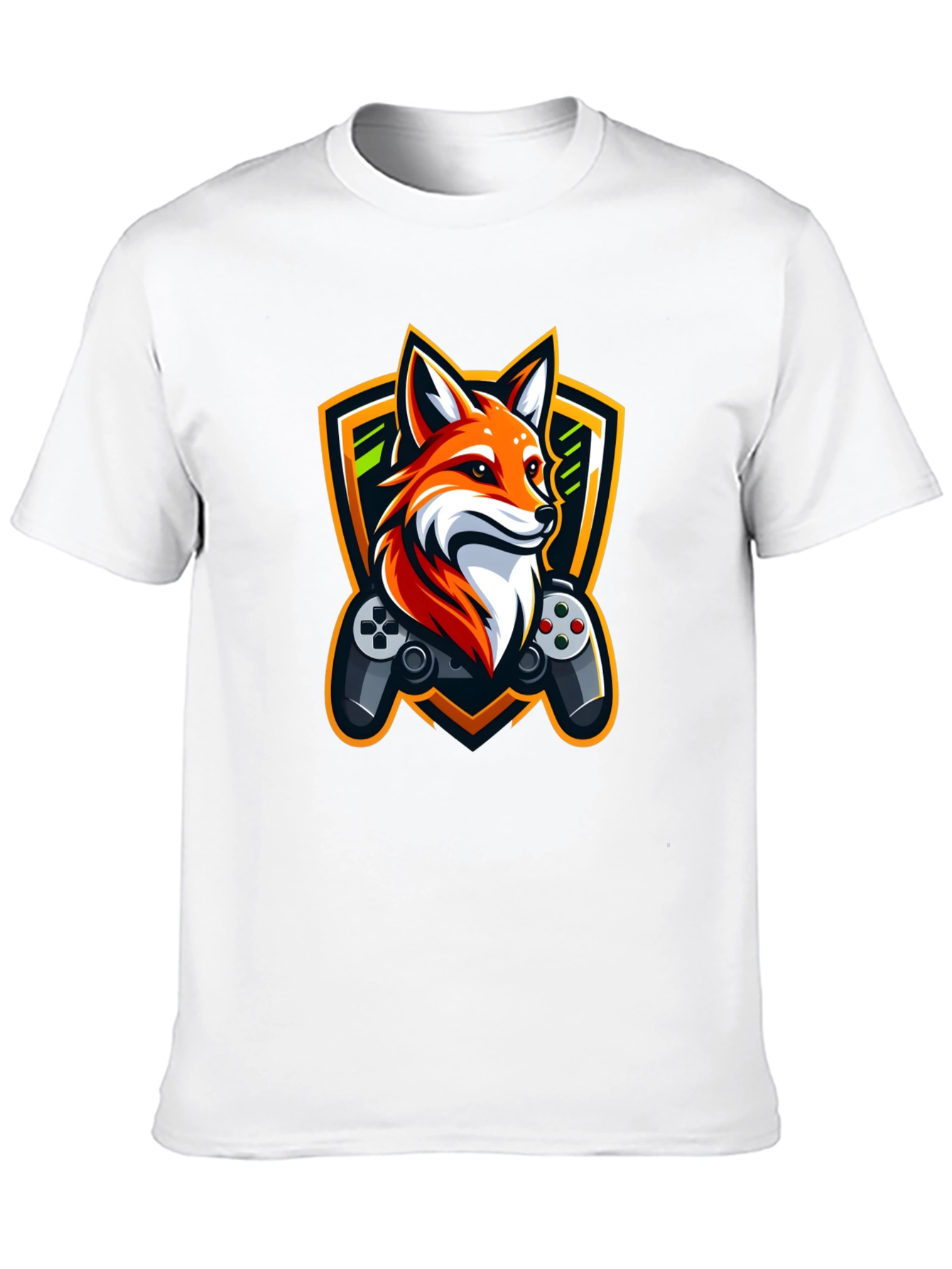 Black Gaming Fox T-Shirt - Black Crew Neck view 10