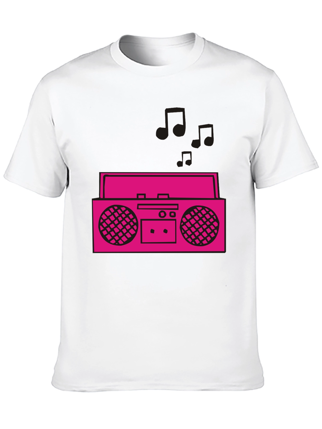 Black Retro Boombox Graphic Tee - Black Cotton T-Shirt view 10