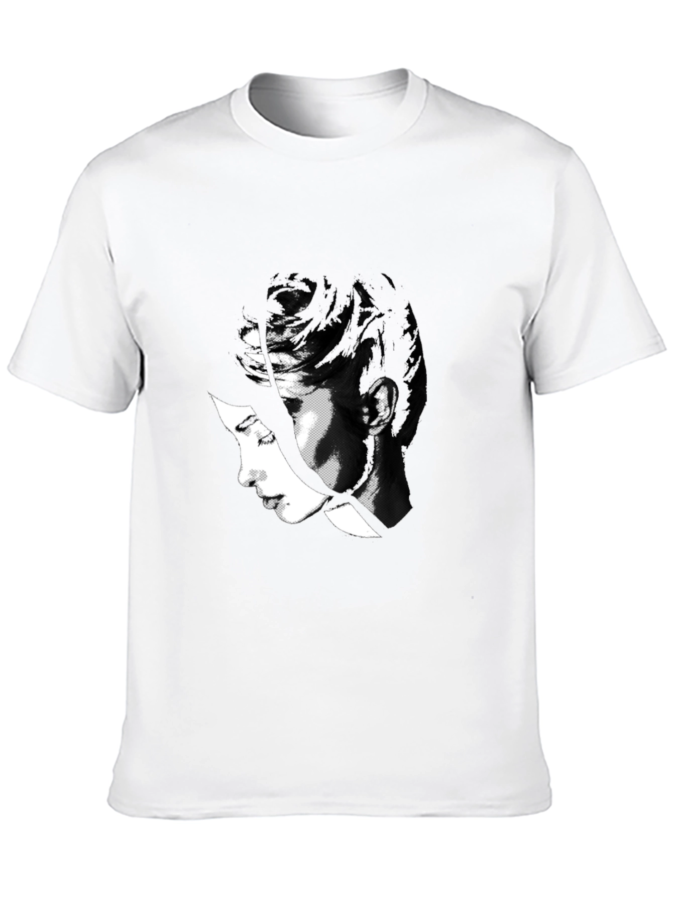 Black Abstract Black T-Shirt with Woman's Face Design view 10