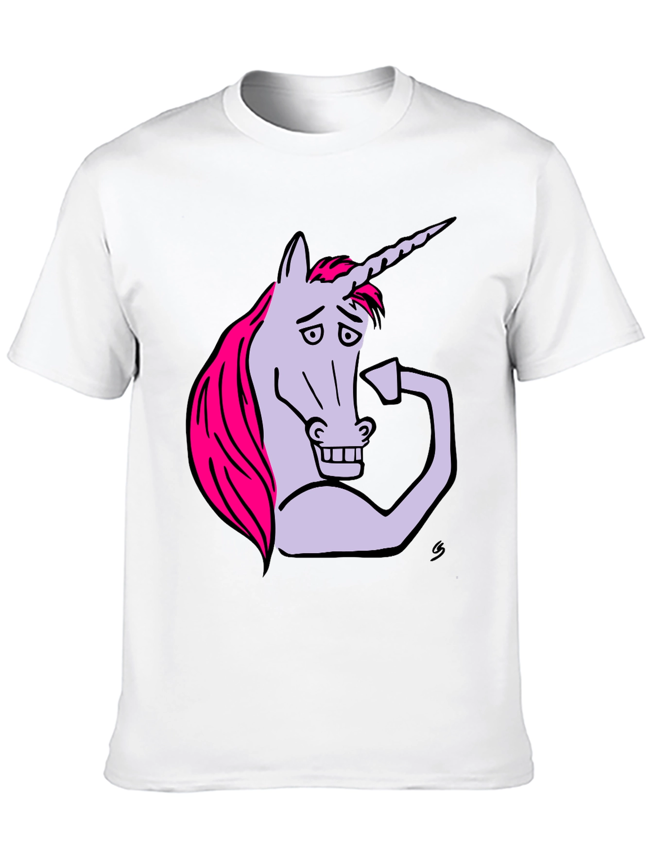 Black Funny Unicorn Flexing Bicep T-Shirt view 10