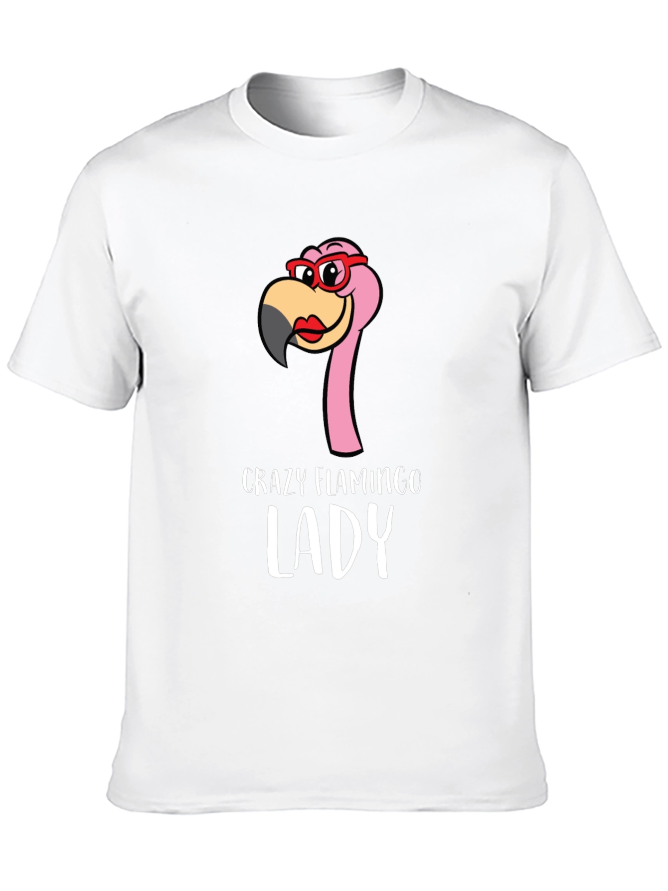 Black Crazy Flamingo Lady Graphic Tee - Novelty Shirt view 10