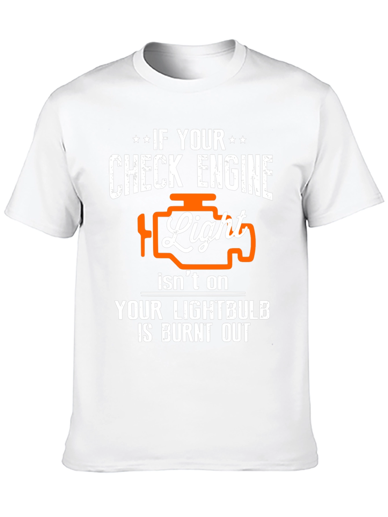 Black Check Engine Light Funny Car T-Shirt view 10