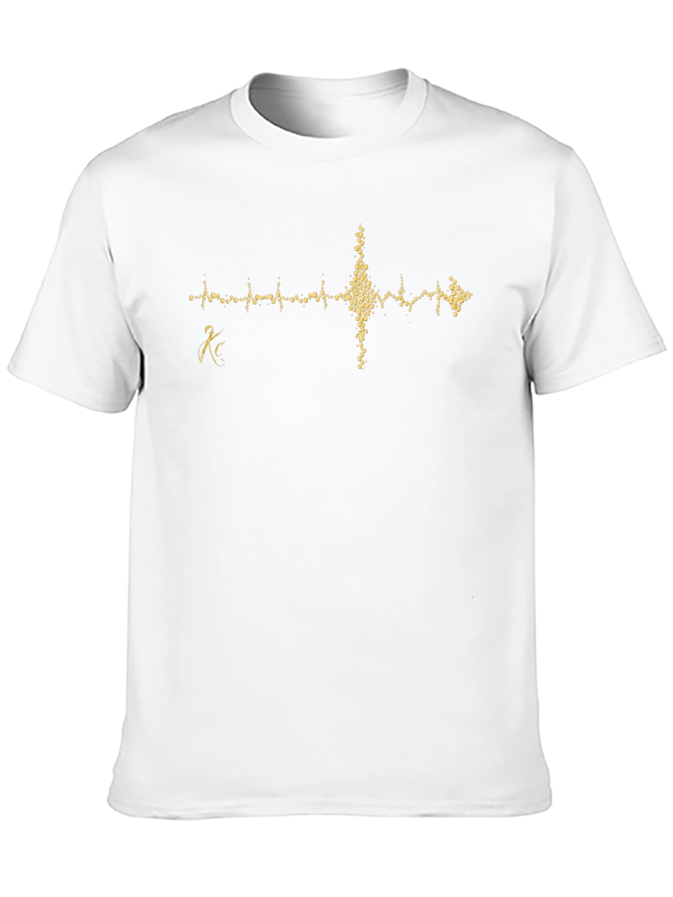 Black Black T-Shirt with Gold Heartbeat Design view 10