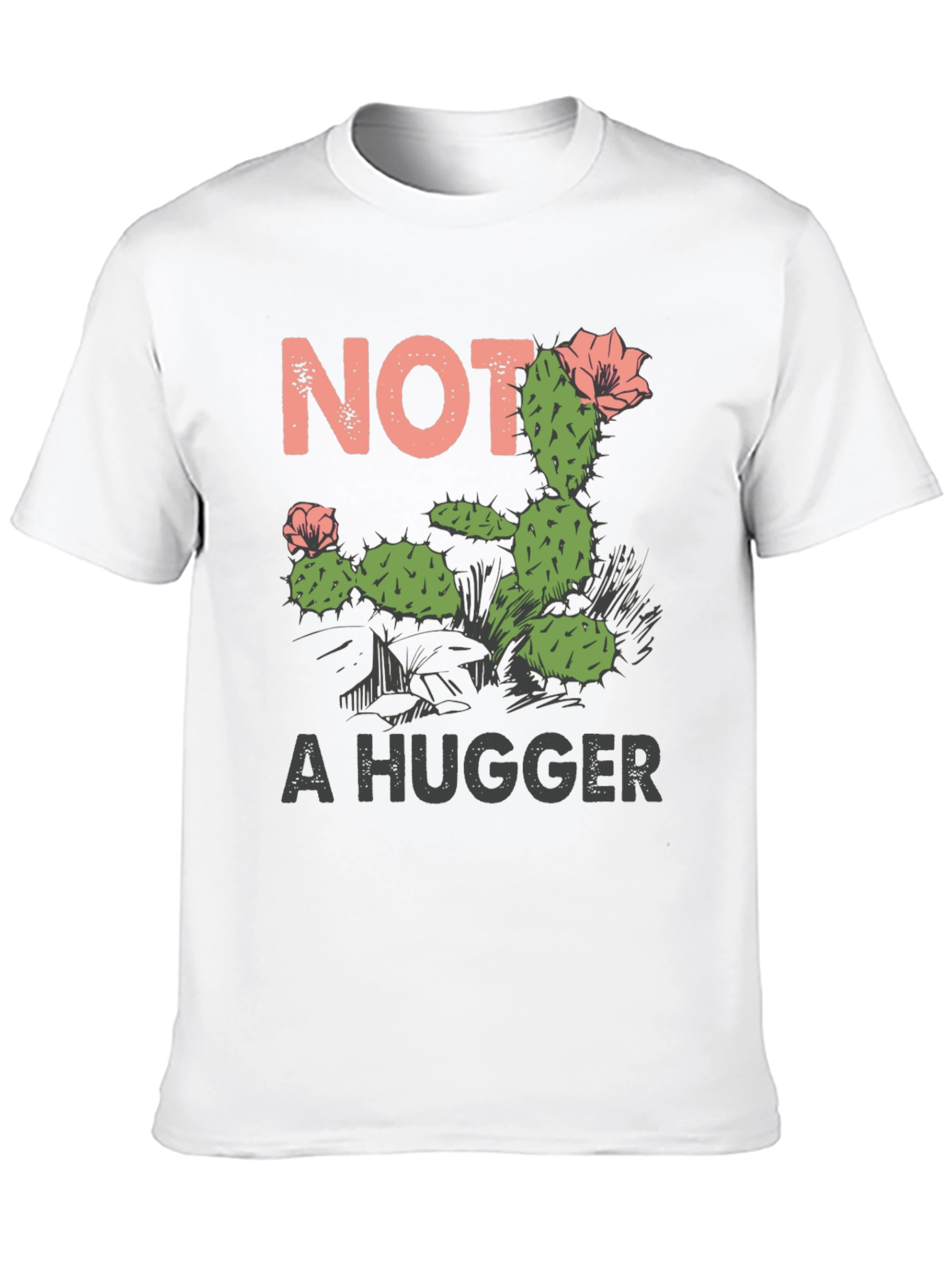 Black Not a Hugger Cactus Graphic T-Shirt view 10