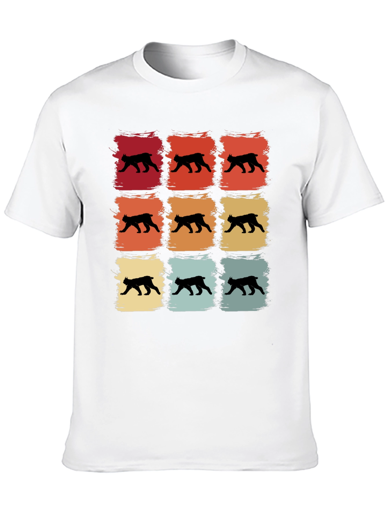 Black Retro Bobcat Silhouette Graphic T-Shirt view 10