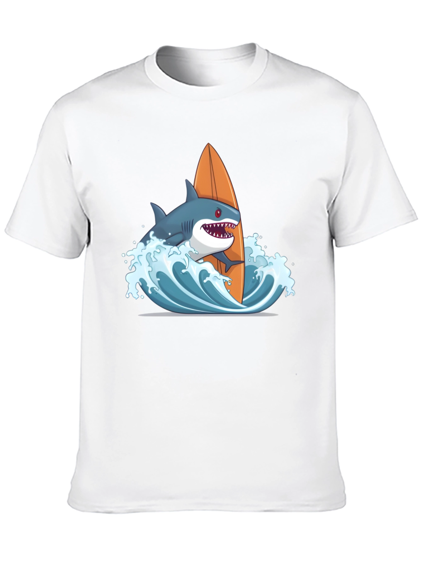 Black Shark Surfing Graphic T-Shirt - Black Cotton Tee view 10