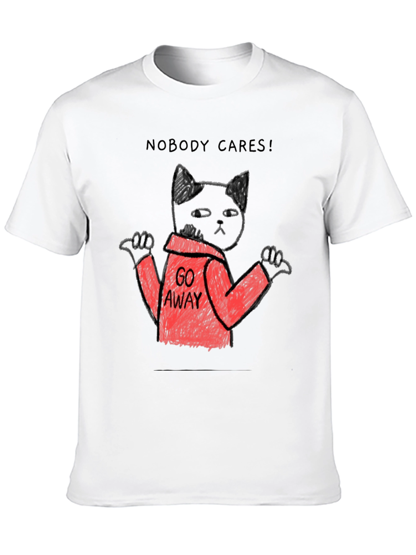 Black Nobody Cares Black Cat T-Shirt view 10
