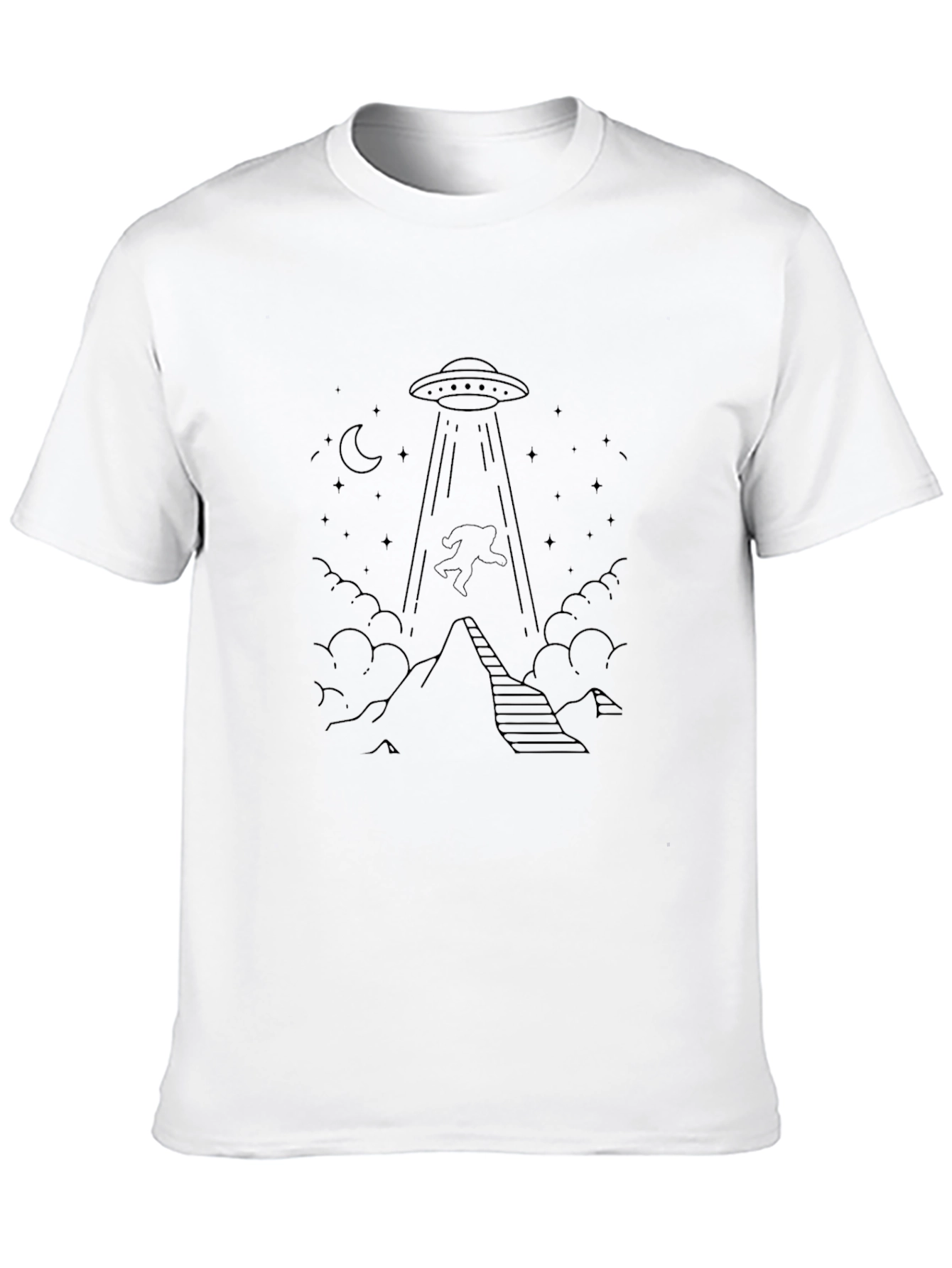 Black UFO Abduction T-Shirt - Bigfoot Design view 10