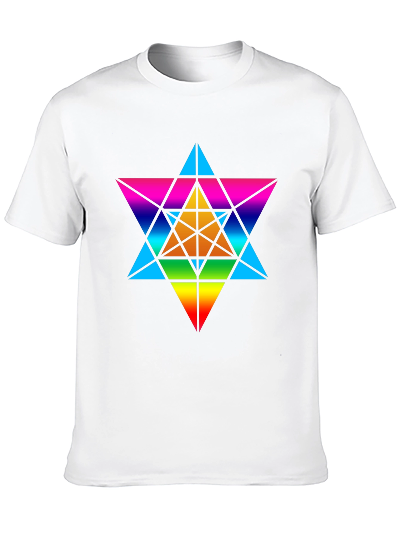 Black Rainbow Geometric Star T-Shirt - Unisex Black Tee view 10