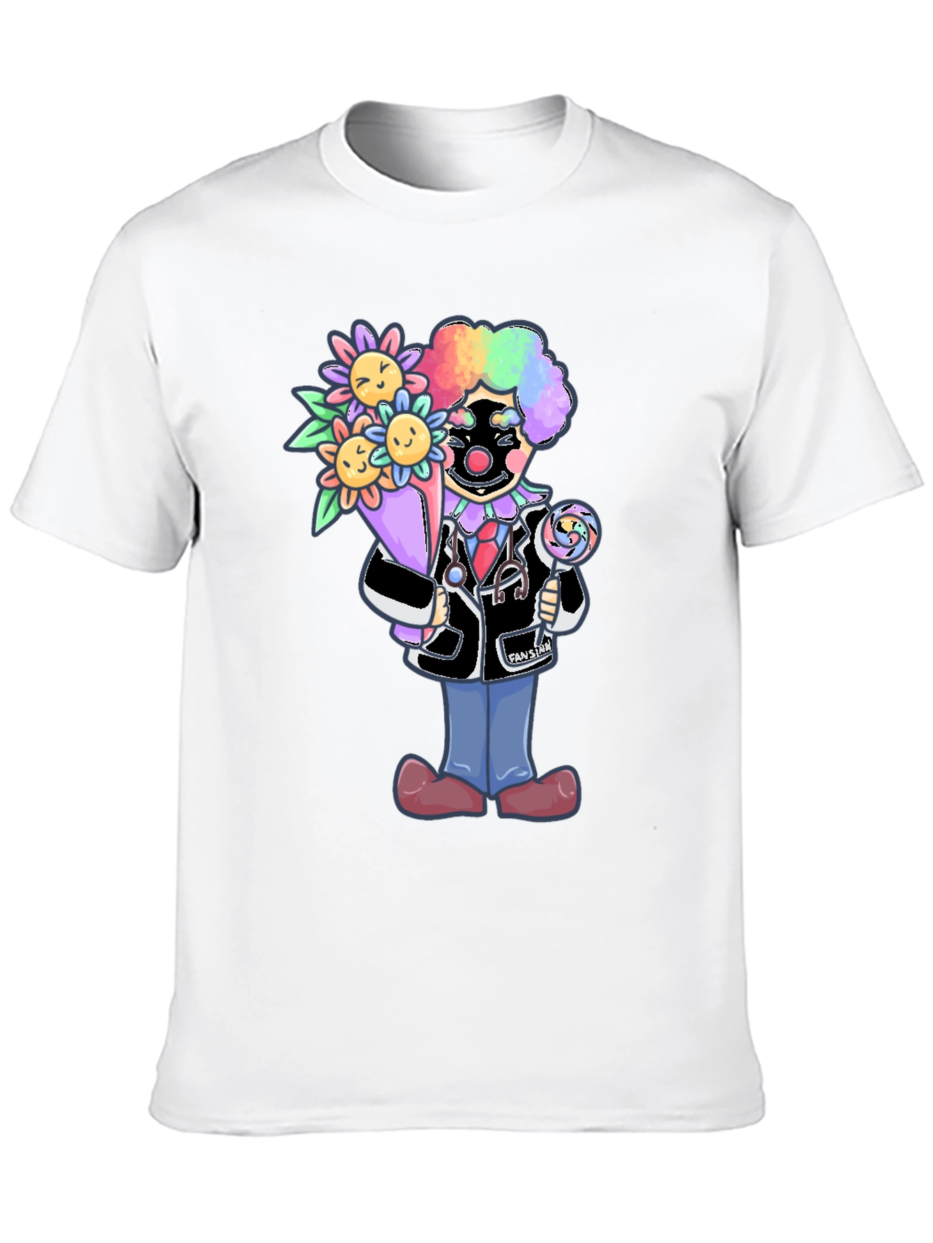Black Clown Doctor T-Shirt with Flowers & Lollipop view 10